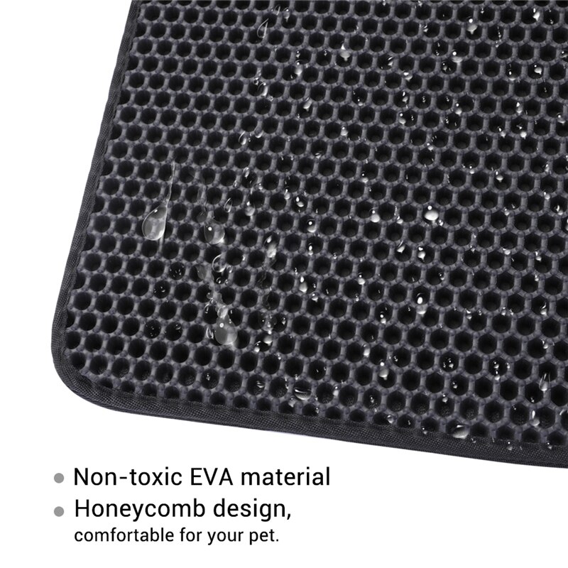 Cat Litter Mat Double-Layer Honeycomb Rubber Pet Sand Litter Trapper Mat Non-Slip Waterproof Bottom Kitten Toilet Carpet Pad Rug