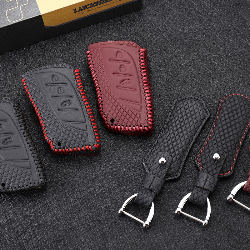 luckeasy car key cover for lexus LC LS ES Case Remote Keys Shell leather key4y