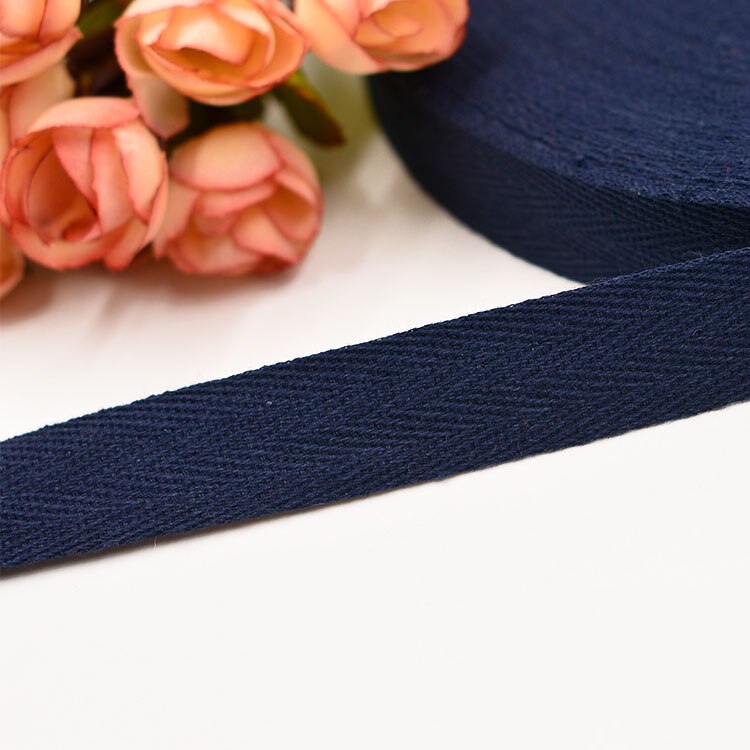 45M Meetee 2cm Herringbone Pattern Cotton Webbing Tape High Tenacity Bag Lable Ribbons Sewing Tapes Bias Binding DIY Accessories: NavyBlue