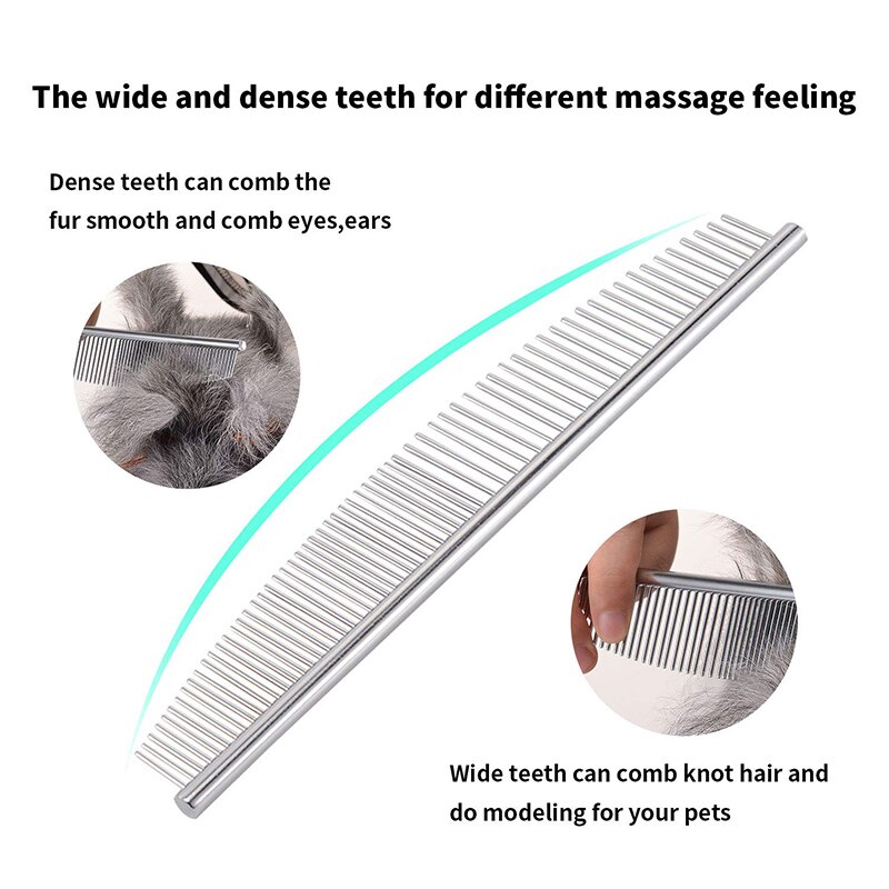 Benepaw Stainless Steel Arc Dog Comb Durable Safe Round Teeth Curved Grooming Pet Brush For Lose Hair Tangles Knots
