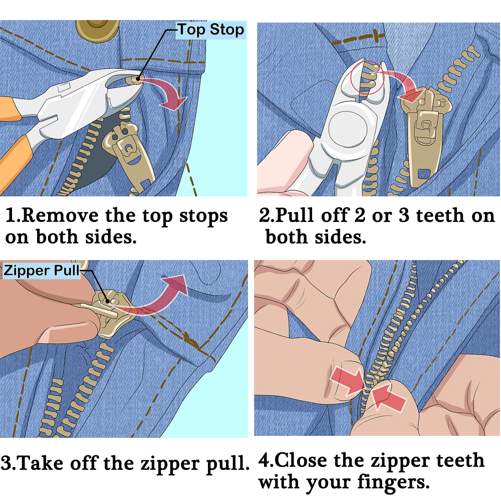 6Pcs/set Fix Zipper Replacement Zip Slider Teeth for Jackets Tents Zipper Repair Tool Tailor Garment Sewing Accessories 3 Sizes