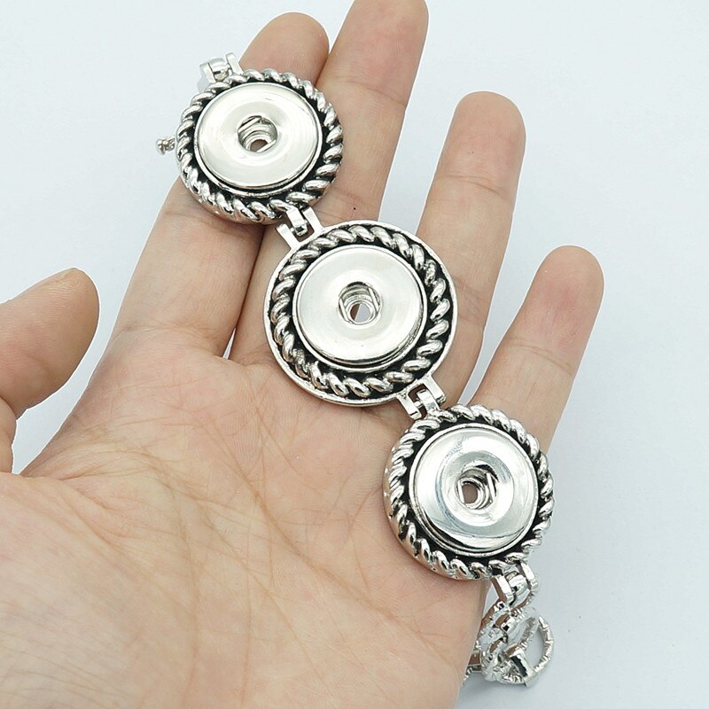 Charming 3buttons snap bracelet bangle 22cm fit 18MM snap buttons jewelry SG0170