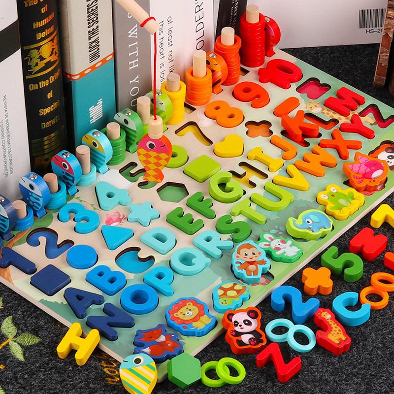 Kind Mathematik Früh Lernen Spielzeug Puzzle Bord Zählen Anzahl Alphabet Kognition Spielen Spiele Montessori Pädagogisches Holz Spielzeug Für Kind
