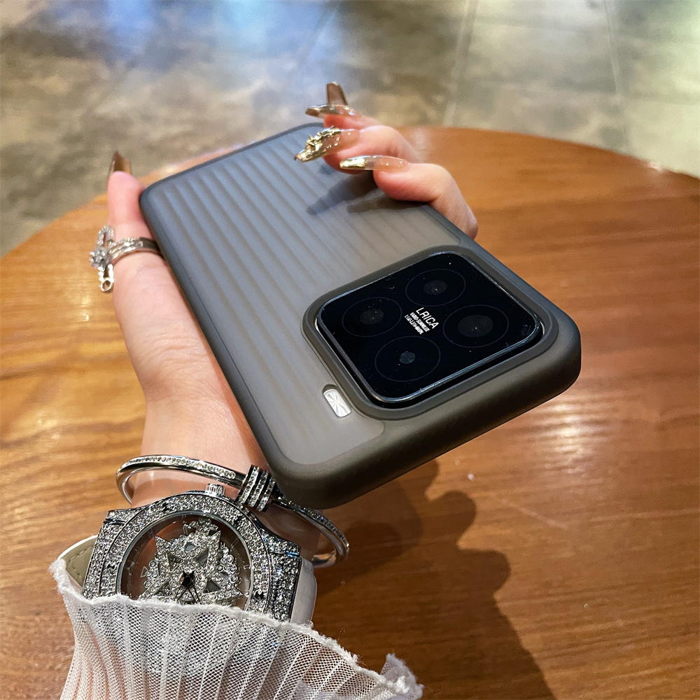 Luxe Gegolfd Patroon Matte Harde Telefoon Case Voor Xiaomi Mi 15 Pro 13 14 Pro Anti-vingerafdruk Clear Shockproof bumper PC Cover