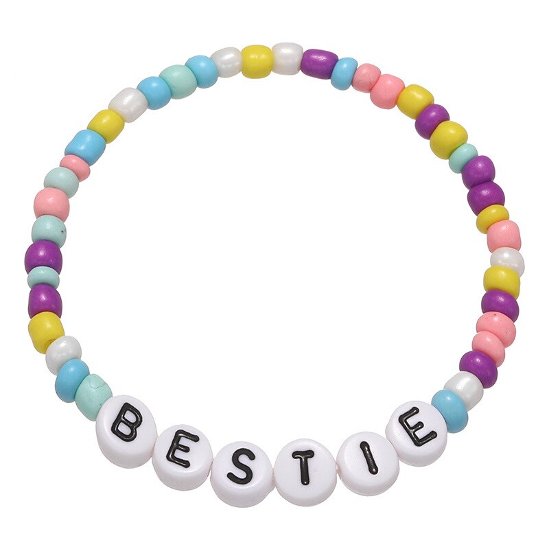 Nette knapp Perlen Armbinde für Baby Mädchen Mehrfarben Worte Perlen Armbinde Süssigkeit Farbe Süße freundlicher Armbinde freundlicher: bestie