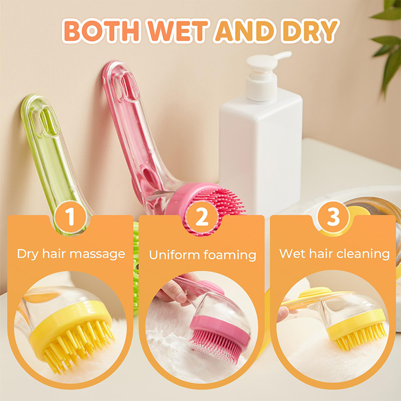 Pet Bath Brush 2 In 1 Dog Bath Brush With Built-in Shampoo Dispenser Pet Wash Brush Dogs Cats Grooming Massage Brush