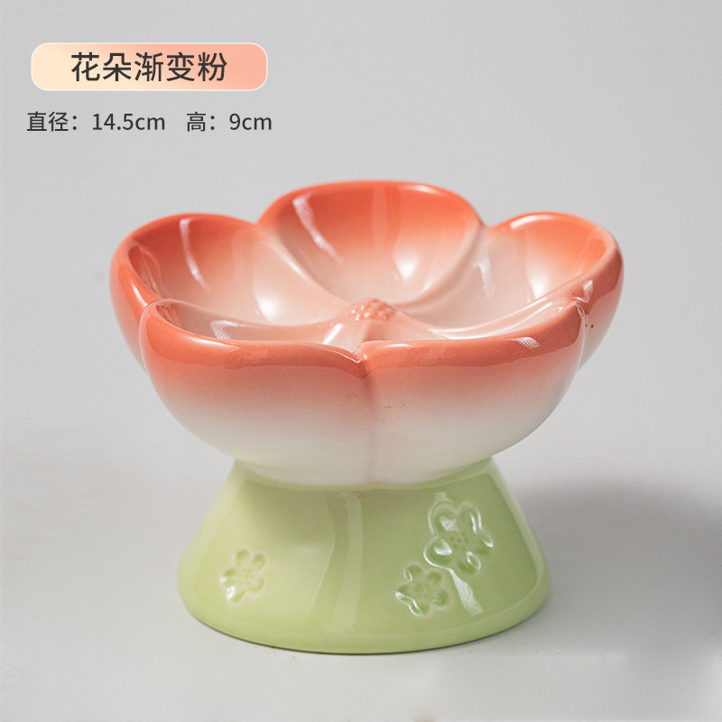 Pet Slow Feeders Food Bowl High Footed Ceramic Cat Bowl Small Dog Tableware: black