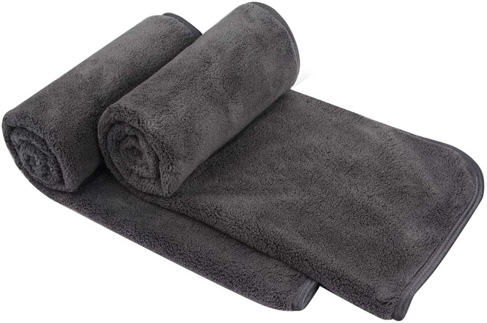 KinHwa microfibre essuie-mains Ultra doux visage serviettes uper absorbant serviettes de bain idéal pour cheveux Spa Sports 30 pouces x 16 pouces 2 Pack: dark grey / 76x150cm