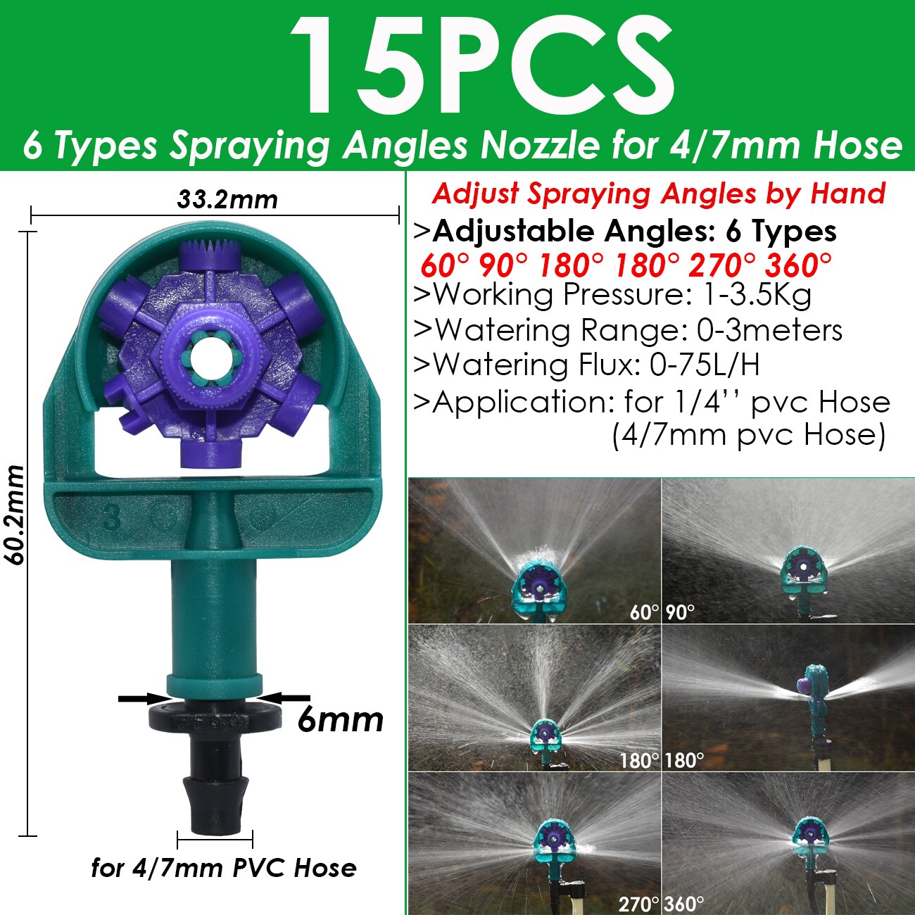 Sprycle 4/7Mm Tuin Verstelbare Irrigatie Staak Sprinkler Emitter Dripper Micro Spuiten Roterende Nozzle Watering Pijl Kas: Donkergrijs