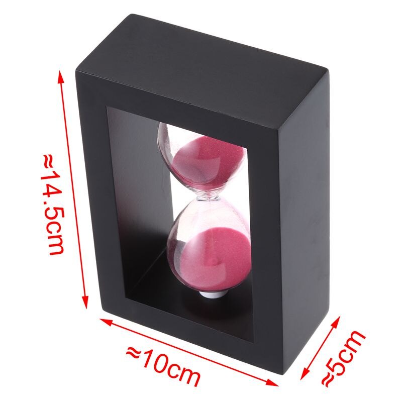 Wooden Frame 30 Minutes Hourglass Sand Timer Black Frame Pink Sand
