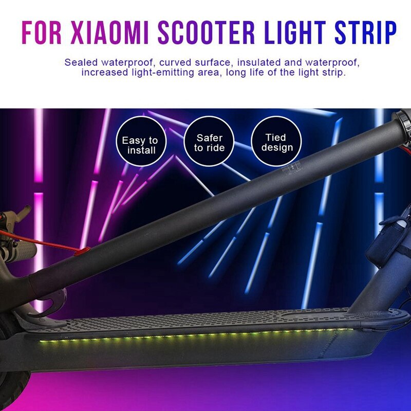 Holdbart sammenfoldeligt led strip strip til xiaomi  m365/m365 pro elektrisk scooter tilbehør, lys-up farverig scooter  m365 dele