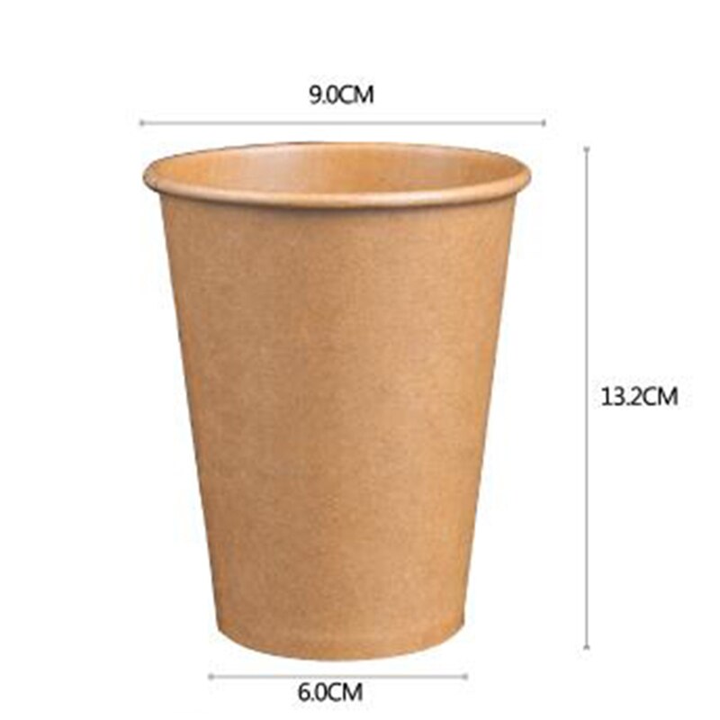 100Pcs Papier Koffiekopje Wegwerp Papier Cup Met Deksel Cover Eco Vriendelijke Thee Cups Party Drinken Accessoires Hout Kleur cups: 480ml no lid