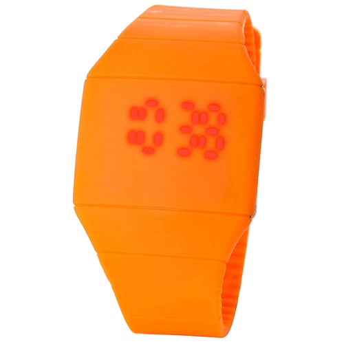 Sporthorloge heren dames touch digitaal led siliconen sport polshorloge ultradun horloge montre homme: Oranje