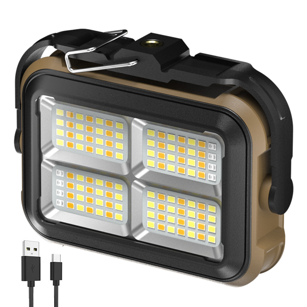 Luz de trabajo solar Luz de inundación al aire libre Carga USB Luz mecánica de camping Banco de energía móvil para taller de garaje de sitio de construcción: Azul