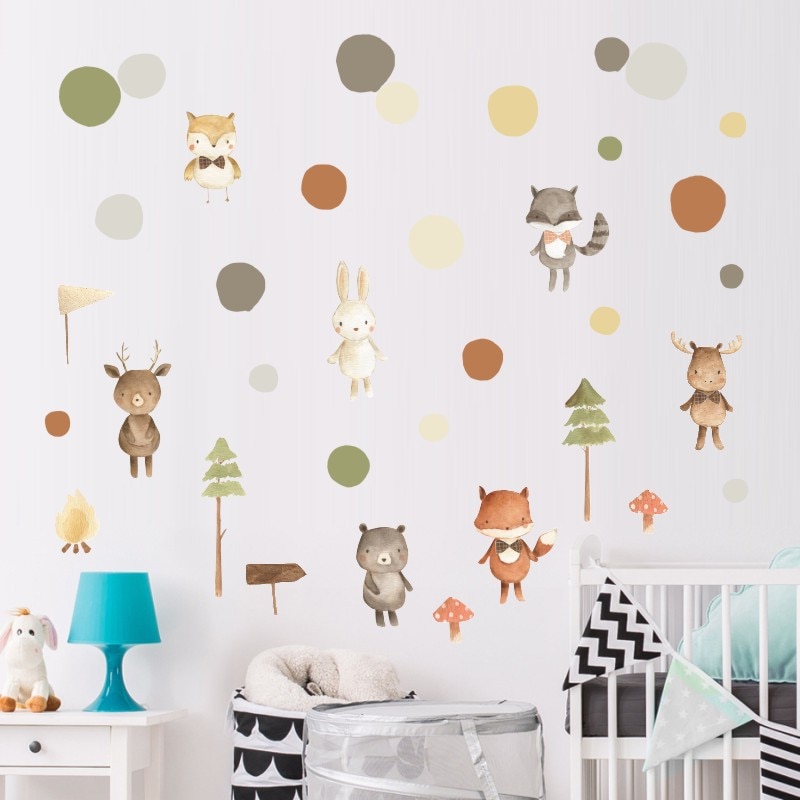 Balleenshiny Mooie Bos Dier Muursticker Kinderkamer Slaapkamer Achtergrond Decoratie Nursery Home Koelkast Kabinet Sticker