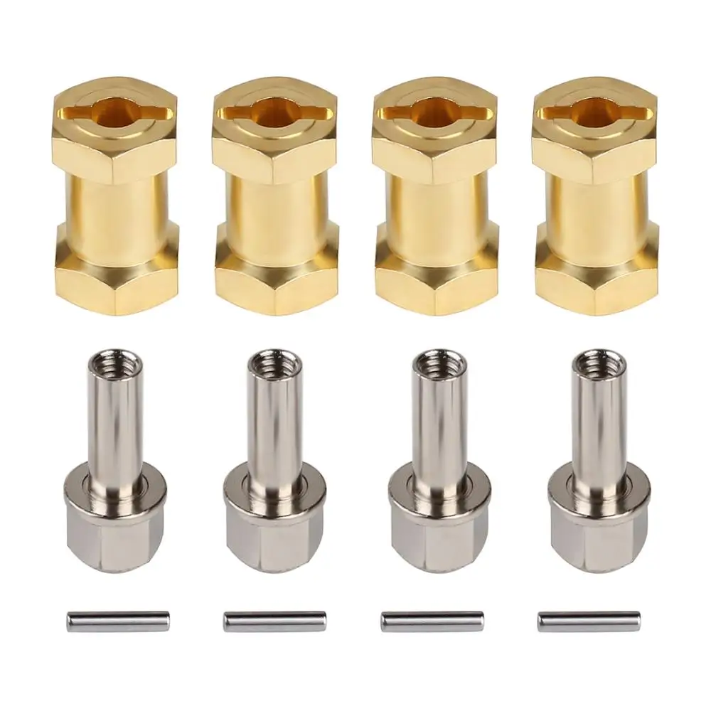 INJORA cięższy mosiężny przedłużony Adapter 12MM koło sześciokątne 12/15/17/20/25MM dla 1/10 gąsienica RC oś samochodu SCX10 90046 D90