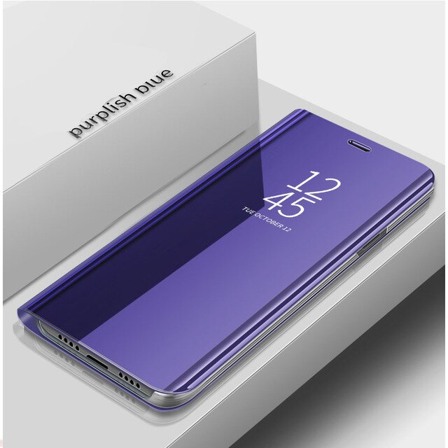 Realme c3 étui intelligent miroir étui à rabat pour oppo realme c3 realmec3 6.5 ''téléphone support magnétique coque sur realmi reamy c 3 c3 3c: purple