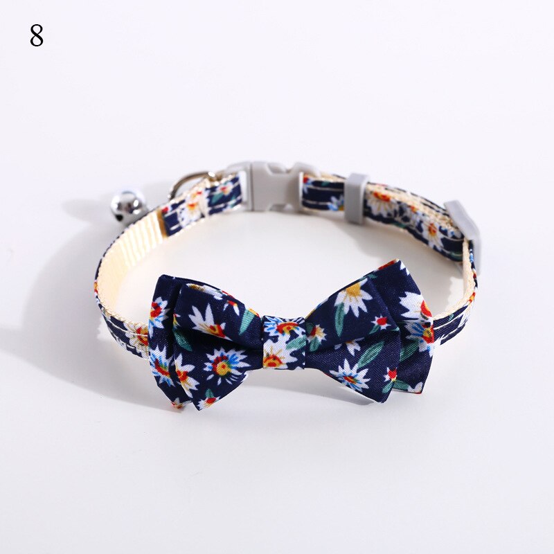 Collar de gato con lazo a cuadros para perros, Lazo de algodón con campana, Collar de gatito con hebilla de seguridad, corbata de cuello ajustable, accesorios para gatos: A8