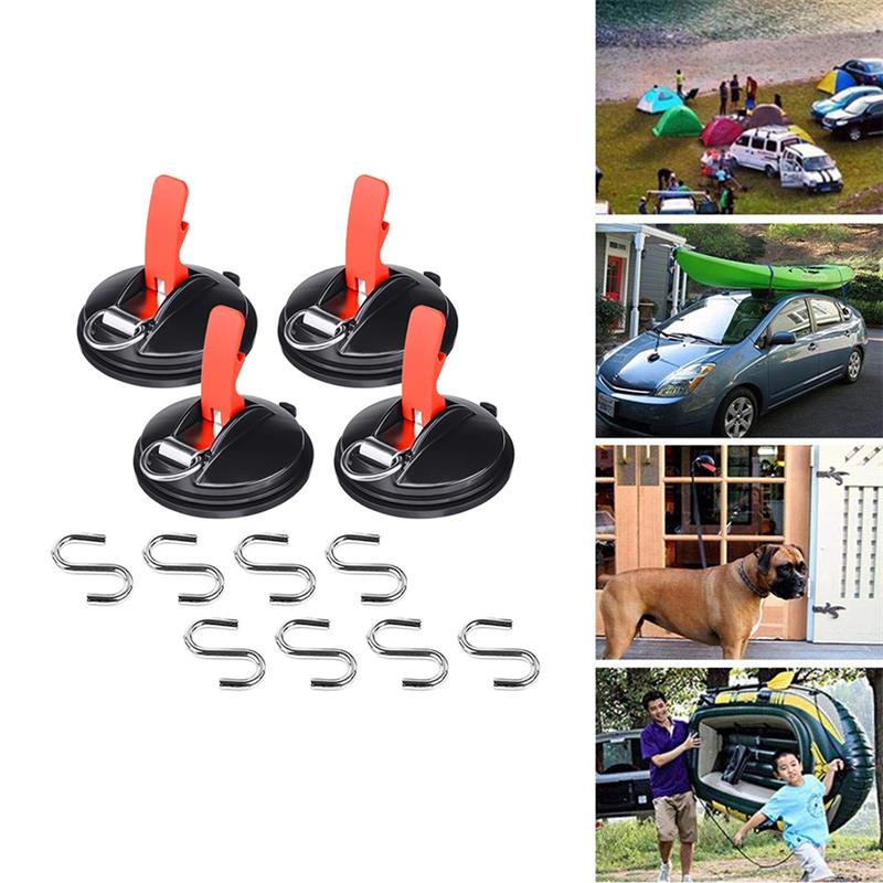 4 PC Multi-funktion Auto Saugnapf Haken Halfter Keine Spuren für Glas Zauberstab Auto Spannen Sauger mit 8 stücke S-förmigen Haken