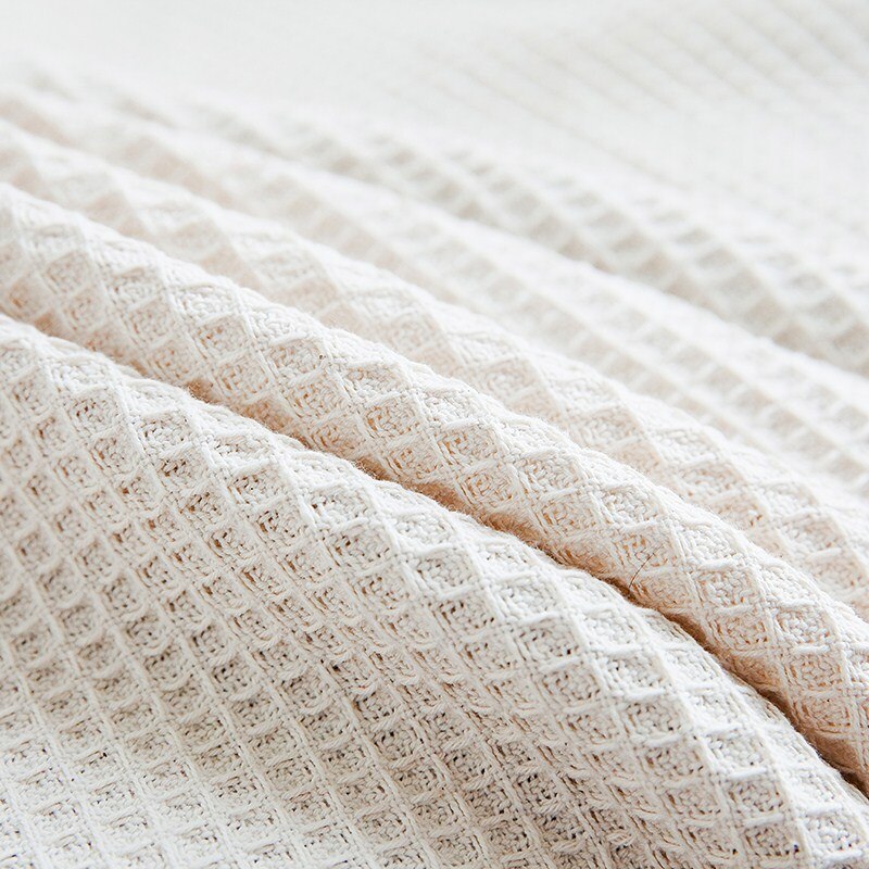 Couverture de canapé blanc solide | Couverture de voyage en coton, couverture d'avion, couvertures tricotées en Jacquard avec glands, couverture jeter pour canapé