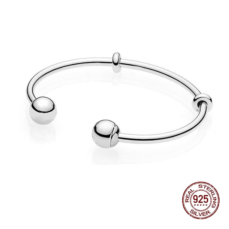 925 sterling silver classic open bracelet solid bracelet suitable for ladies original charm beads exquisite