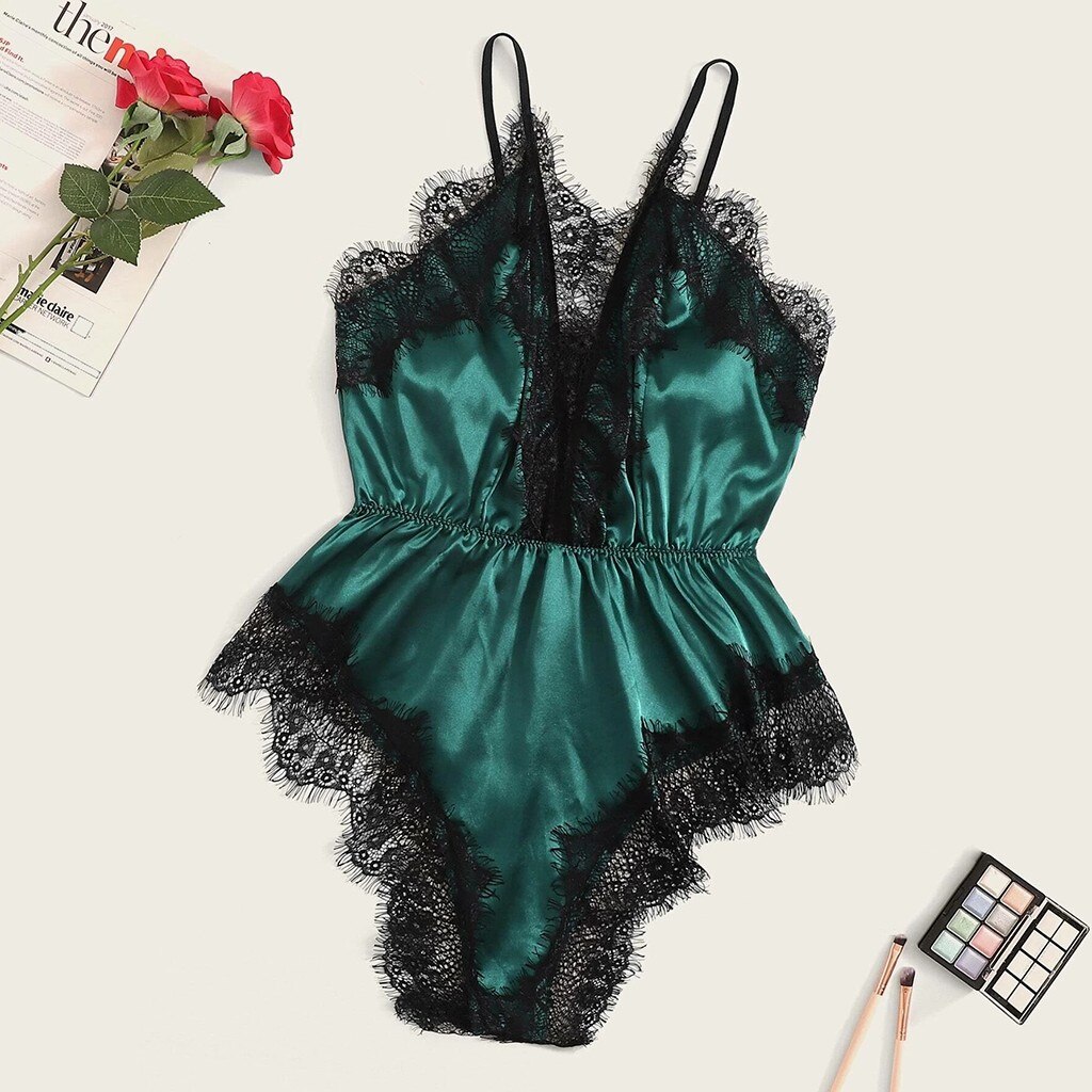 3-6xl Vrouwen Jumpsuit Nachtkleding Mouwloze Strap Nachtkleding Lace Trim Satin Cami Top Pyjama Sets Femme Sexy Lingerie Pyjama: 5XL
