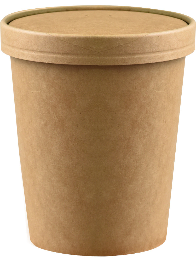 50pcs kraft paper round soup bowl soup bucket disposable lunch box takeaway snack food fruit salad packing cups