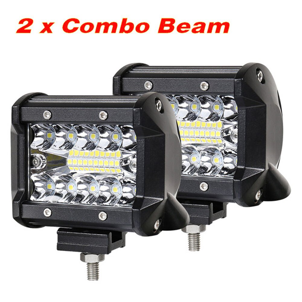 Barra de luz LED de trabajo para camiones, coches, tractores, todoterreno, SUV, 4WD, 4x4, barco, ATV, Combo de punto, 2x4 &quot;, 60W, 72W, 120W, 144W, 12V: 2x60W