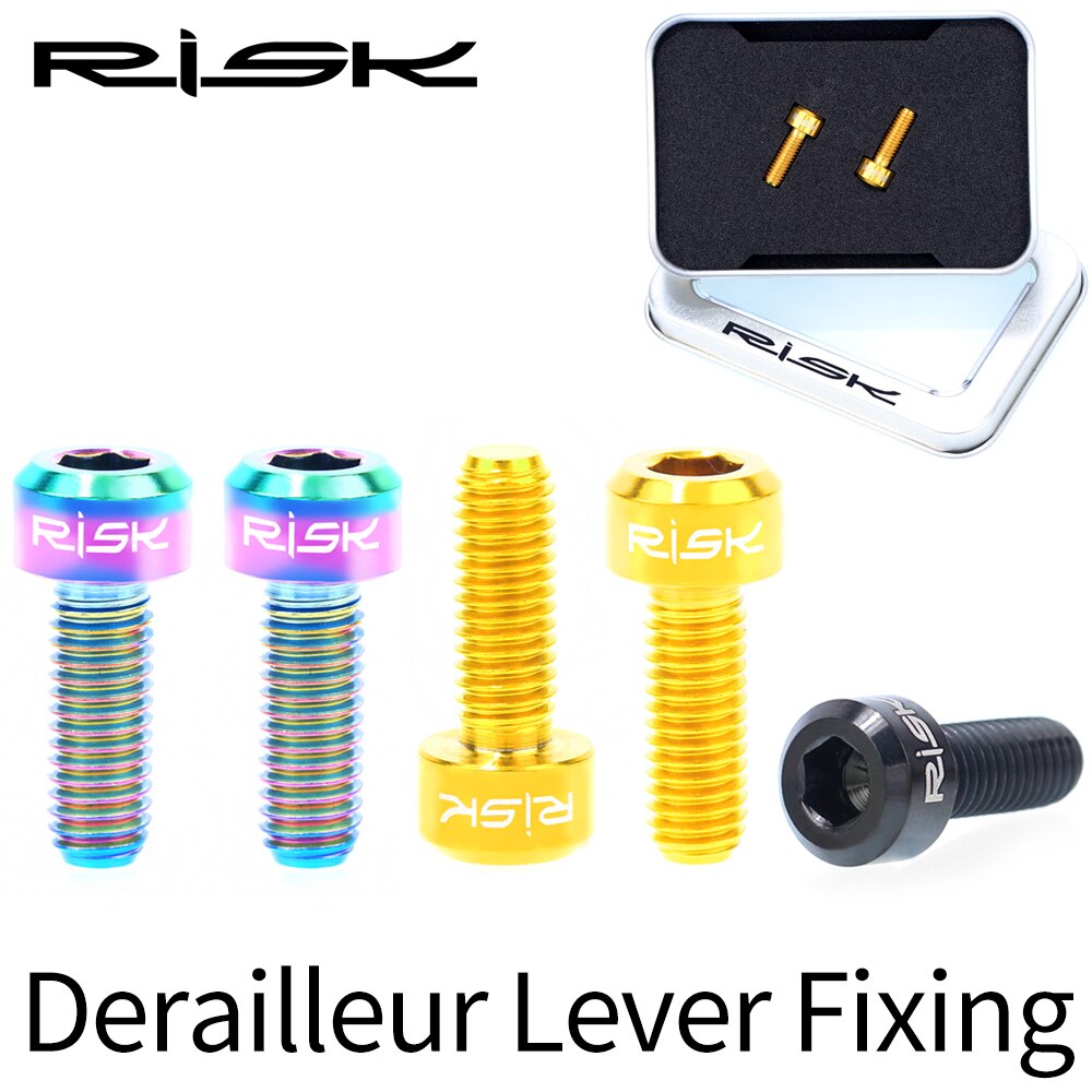 Risiko 2 stk  m5*14 titanium bremsegrebsbolte til mtb gearskifter skruer fast bremsegreb bolt 4 farver cykeldele