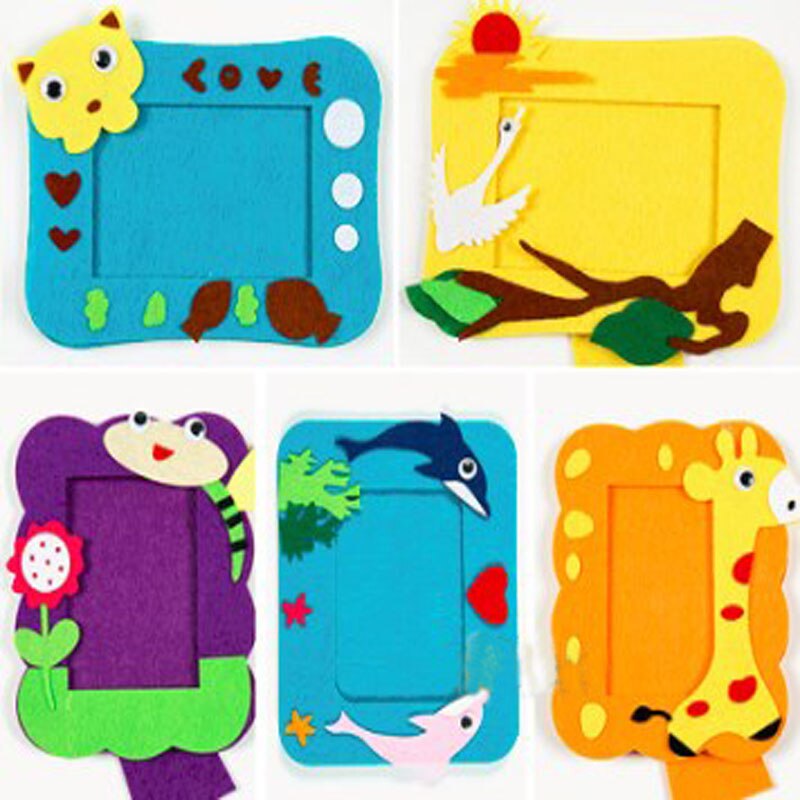 Marco de fotos para niños, paquete de fieltro hecho a mano, no tejido, decoración artesanal, paquete de fieltro, 16x13cm, 5 unidades a elegir