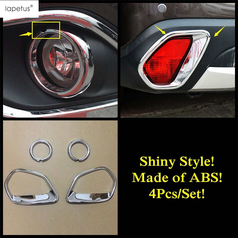 Lapetus Accessories For Mitsubishi Outlander - Front Head Fog Light Ring &amp; Rear Fog Lamp Molding Cover Kit Trim: Model C