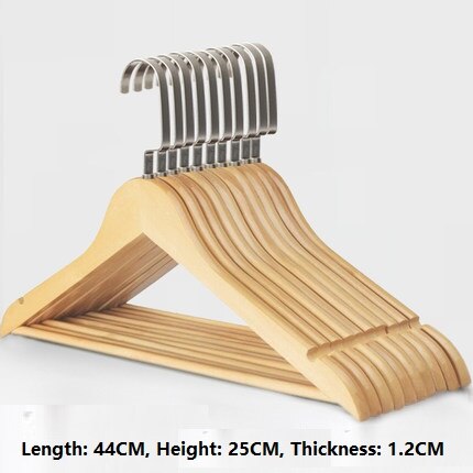 10 Teile/satz Erwachsene extra-Große Feste Holz und Metall Haken Holz KleiderbüGel Mit Kerben Nicht-Unterhose Metall Haken für Kleidung W2760: Gelb
