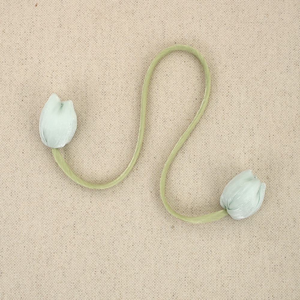 Bloemknop Tulp Gordijn Tie Lang Lint Dubbelzijdig Bloem Opslag Tie handgemaakte Gordijn Touw Houders Kinderkamer: WHITE
