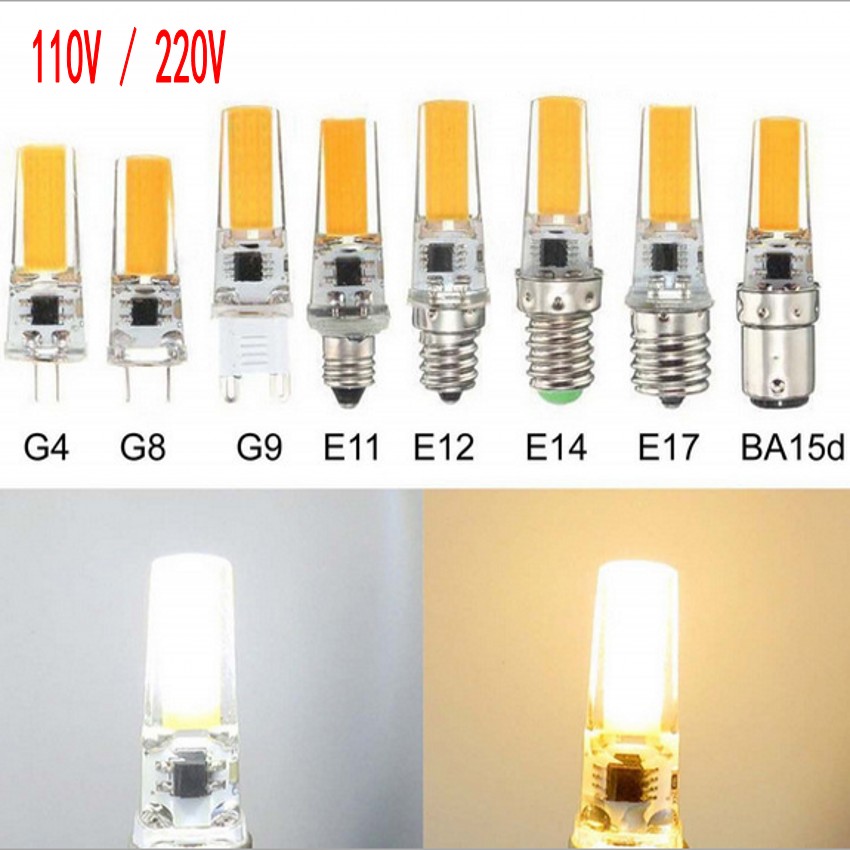 Mini lámpara LED G9, G4, E12, E14, BA15, 3W, 6W, 12V, 220V, 110V, COB, led regulable para iluminación de candelabro, reemplazo de bombilla halógena,