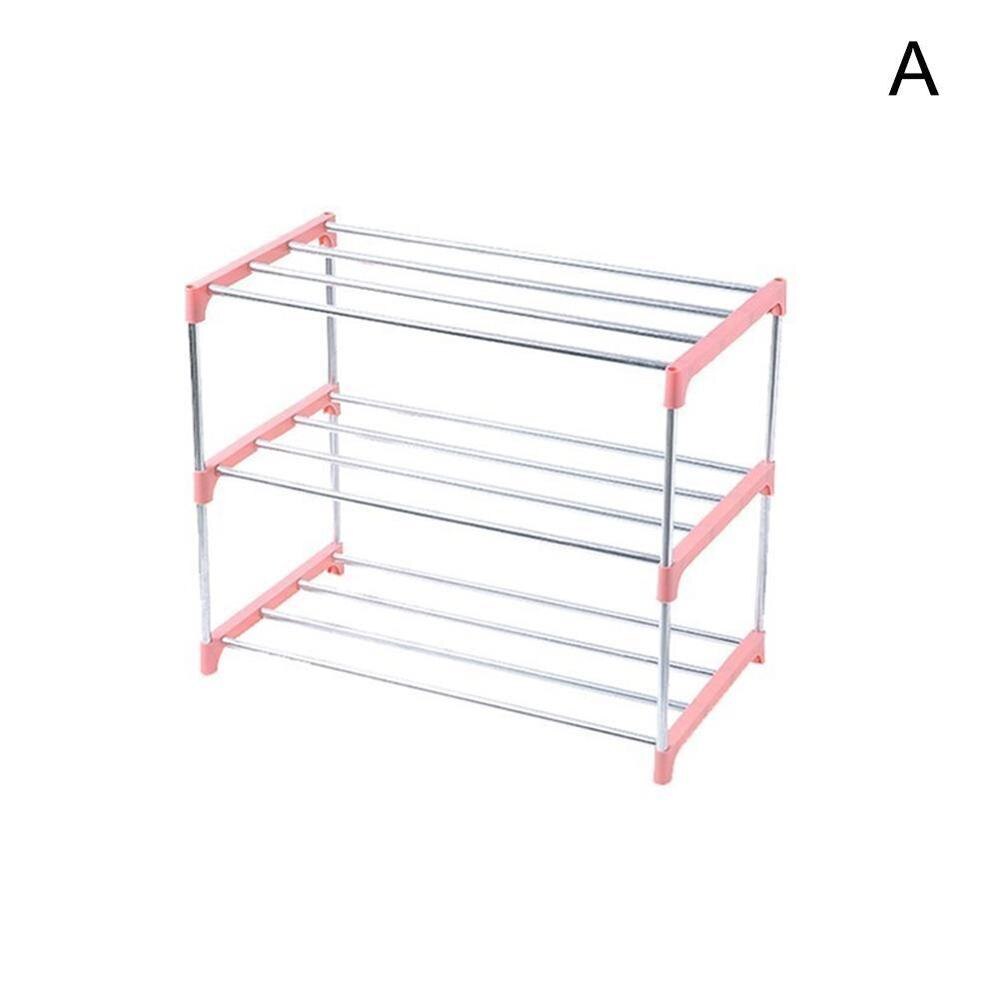 3/4 Tiers Stapelbaar Schoenenrek Opslag Plank Thuis Hal Schoenen Organizer Rvs Schoenenrek: A