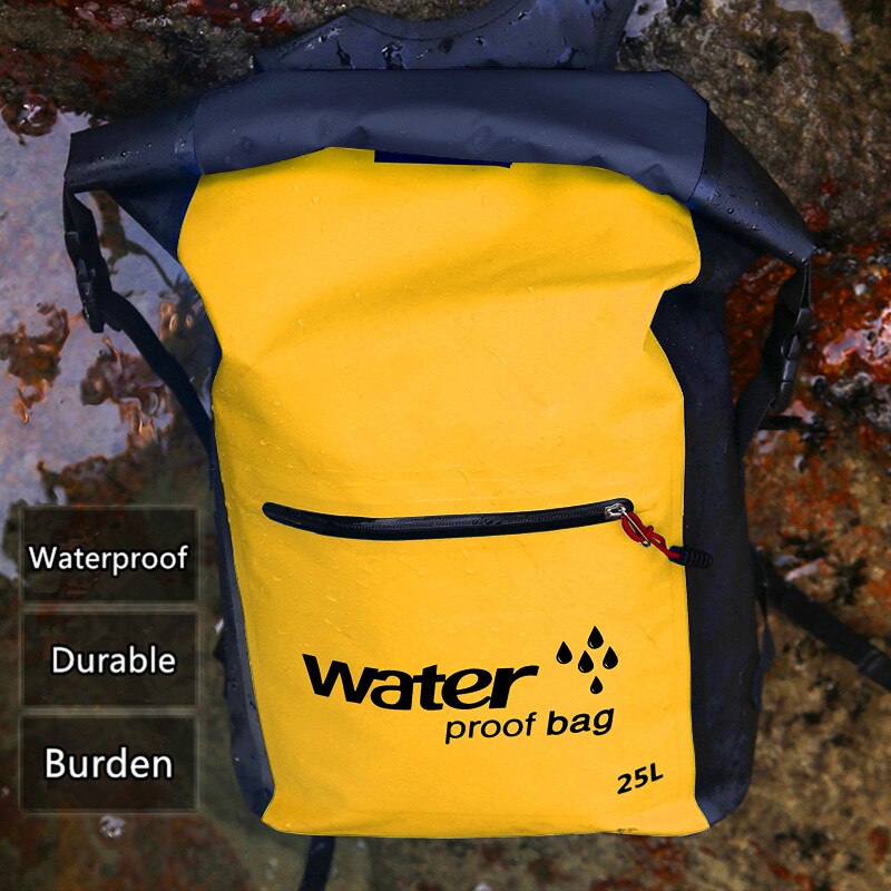 Outdoor Waterproof Swimming Backpack Watertight Roll Top Hiking Kayak Folding Camping Pool Dry Fishing Beach Sports Bags: Yellow