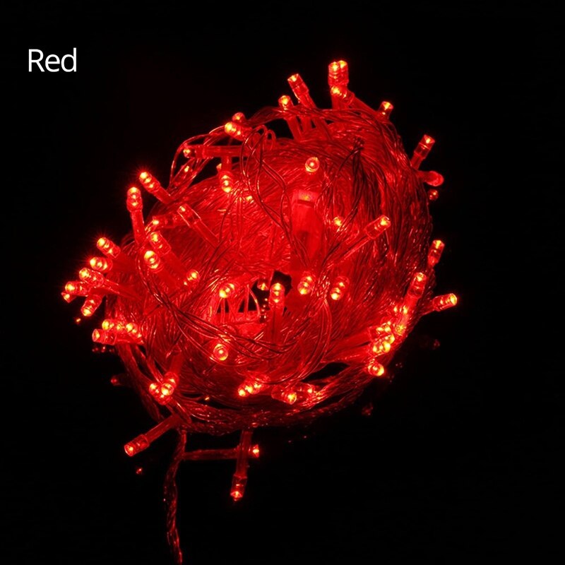 Guirnalda de luces led guxen de 10 m con 220v/110v 100 , resistente al agua, para navidad, para exteriores, ideal para decoración de fiestas en el jardín.: Rojo / 220v enchufes europeos