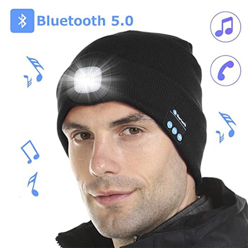 Bluetooth 5.0 Hoofdtelefoon Muziek Hoed Fleece Beanie Met Ingebouwde Luidspreker Stereo Led Light Sport Cap Voor Hardlopen Jogging fietsen