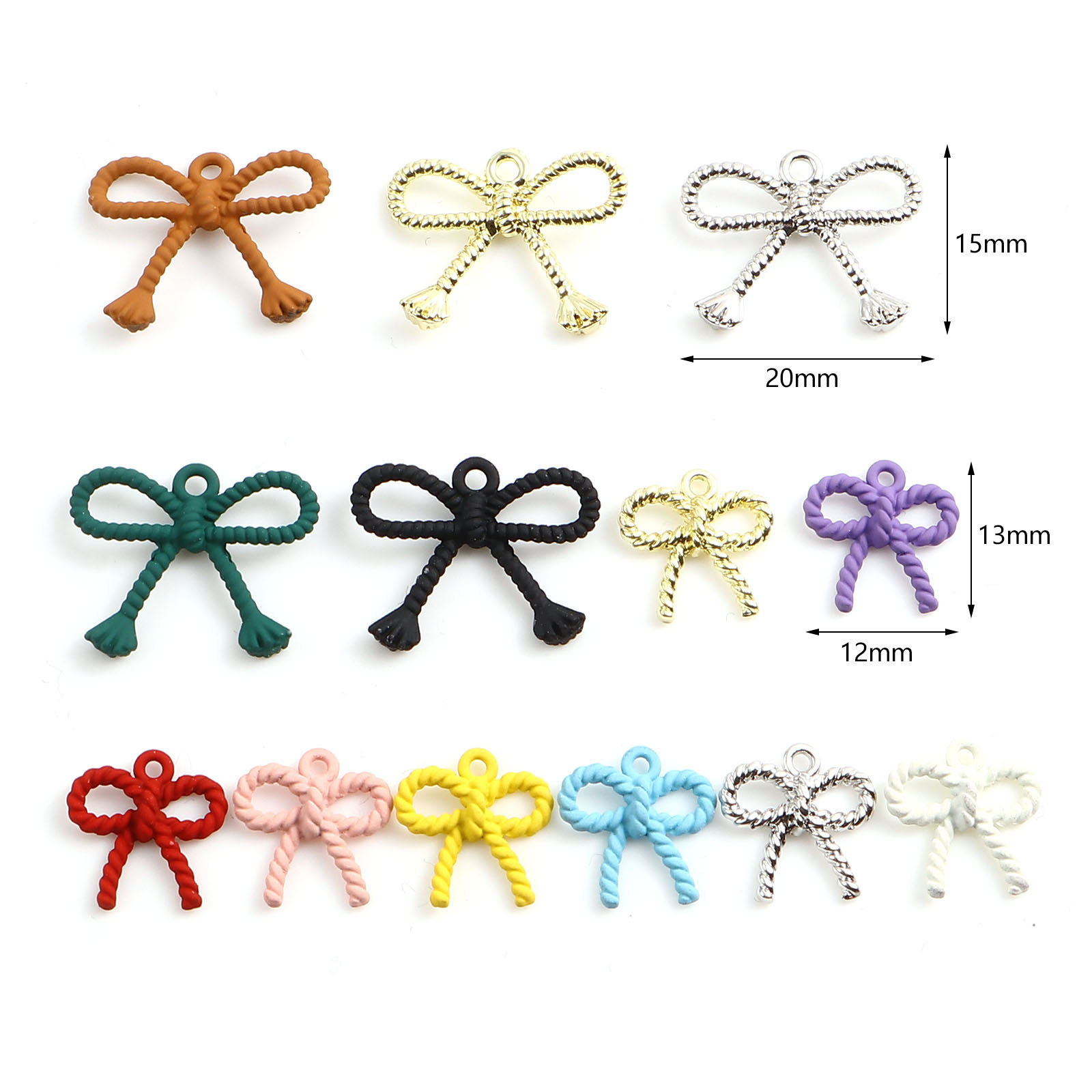 Metal Charms Bowknot Multicolor Painted Hollow Pendants DIY Making Sweet Necklace Earrings Women Party Jewelry,10PCs