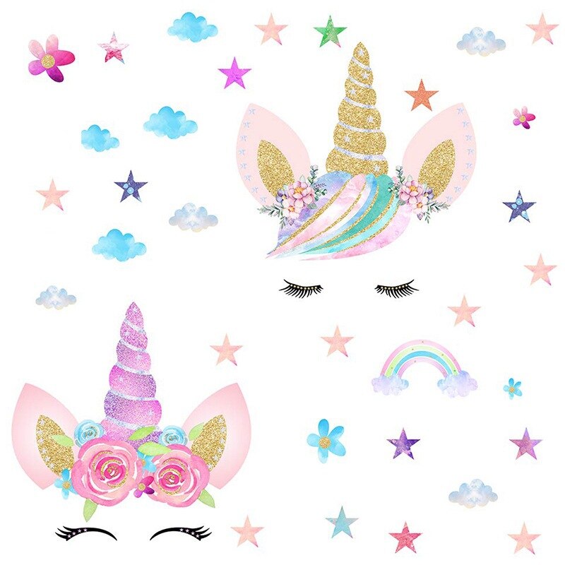 Meisje Babykamer Eenhoorn Muursticker Voor Kinderkamer Decoratieve Stickers Kinderen Slaapkamer Nursery Muurtattoo Muurschildering Stickers Muraux