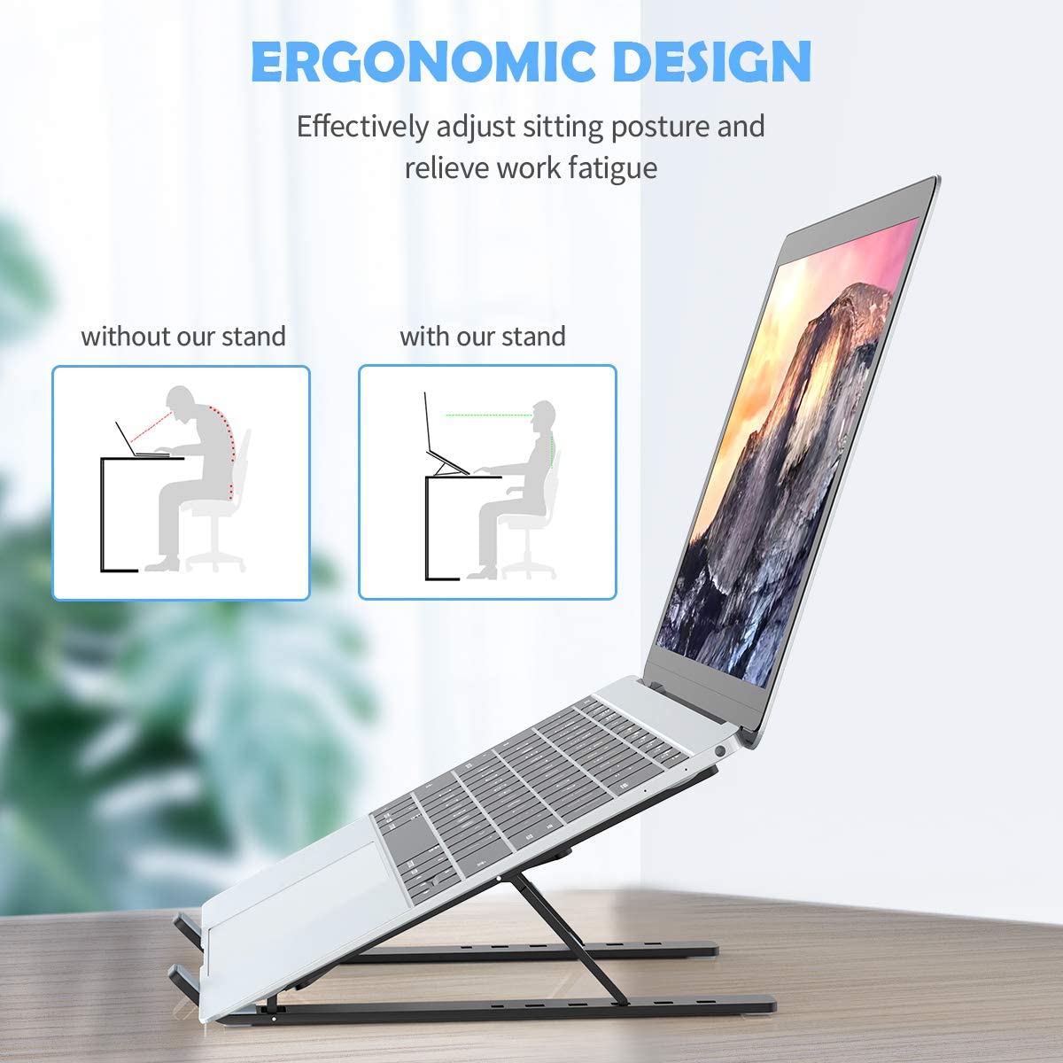 Foldable Laptop Tablet Stand Universal Lightweight Adjustable Aluminum Laptop Computer Stand Support For ALL 10”-15.6” Devices