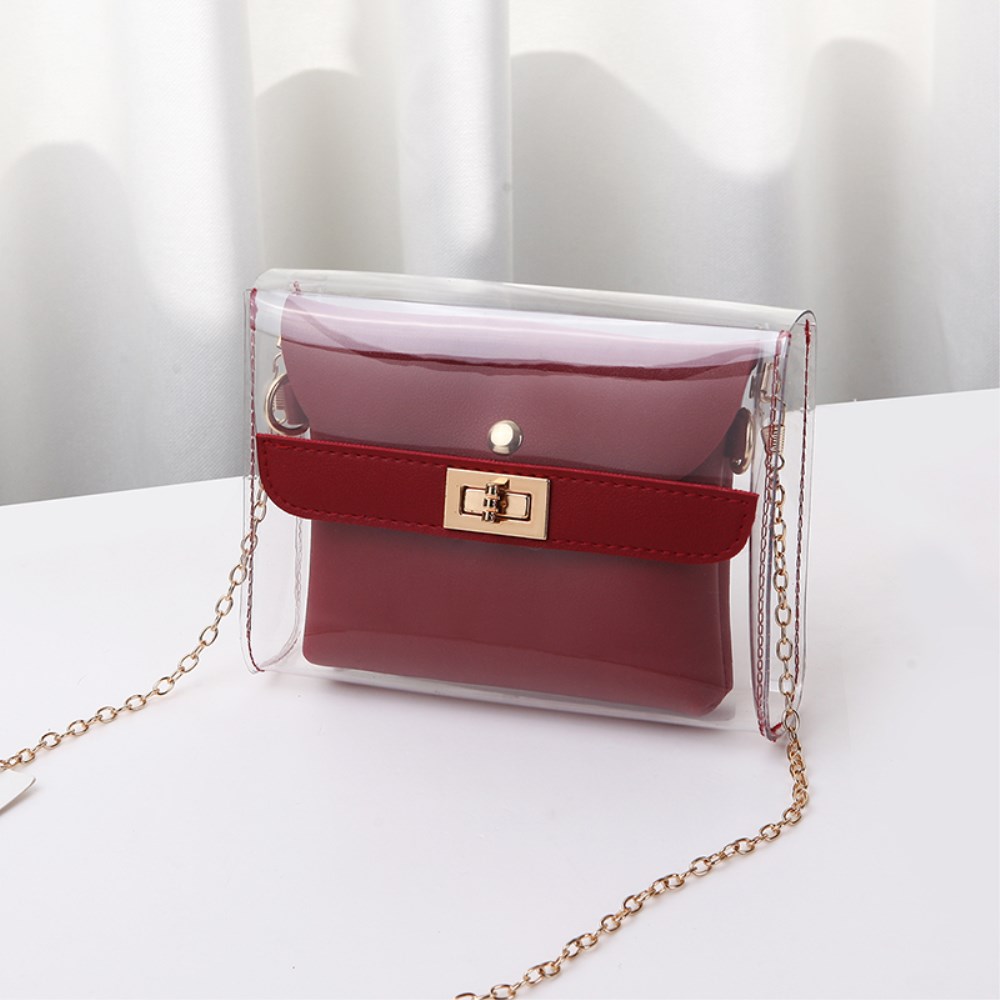 Vrouwen Schoudertassen PU Handtas Party Pakket Transparante Tas Messenger Crossbody Tas/DOOR: Rood