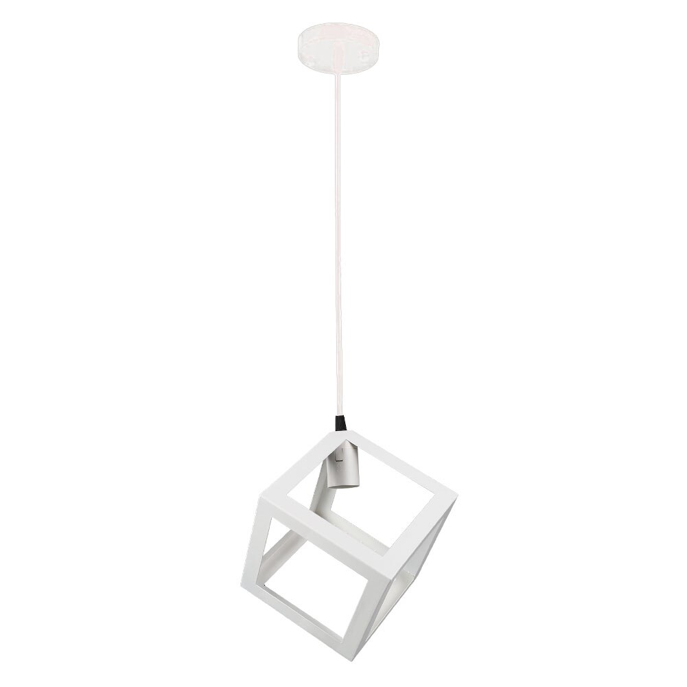 E27 bombilla jaula protector techo cortina de lámpara cuadrada para la barra de ajuste de luz casera con Cable: White