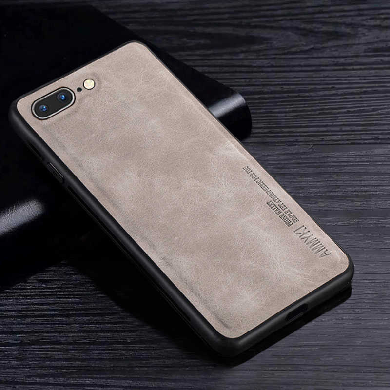 Funda de cuero suave Simple para Apple Iphone 6 6S 7 8 Plus funda de silicona para Apple Iphone SE 6 6S 7 8 Plus: Tela de algodón / Gris