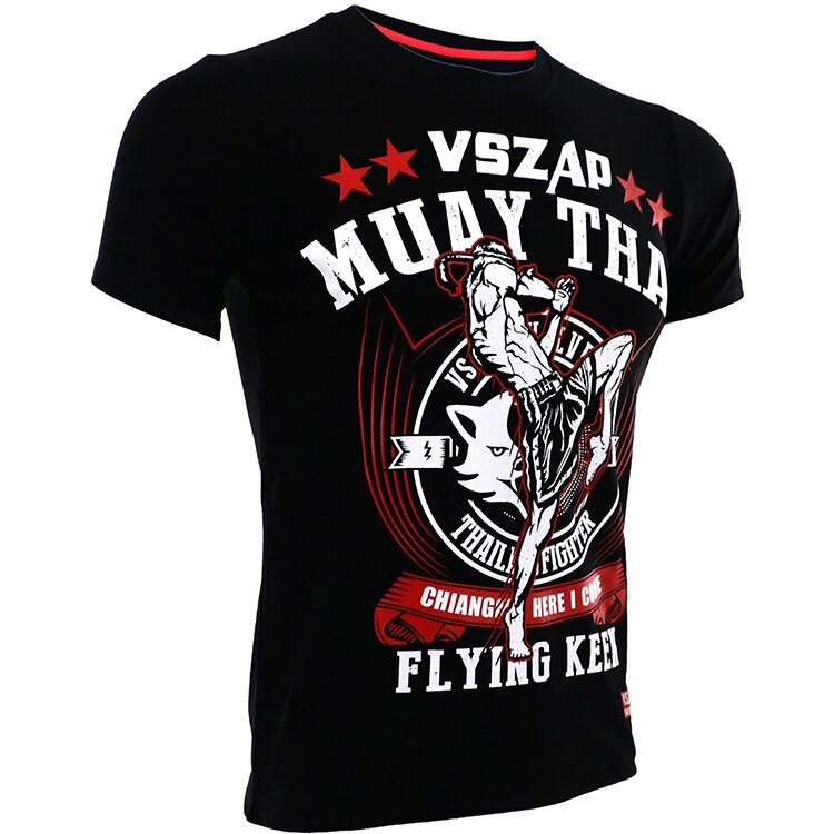 Vszap mma boxning sport t-shirt muay thai slåss fitness elasticitet skjorta tröjor boxning kläder muay thai shorts mma