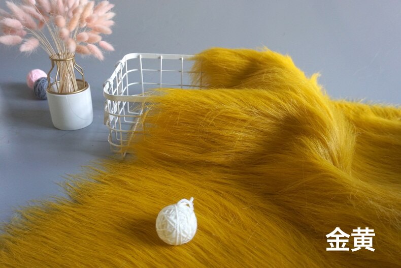 12 Cm Top Een Faux Bont Knuffel Stof 160 Cm Breedte Luxe Lang Haar Faux Fur Stof Voor Handgemaakte naaien Kleding Pop Bont: Golden