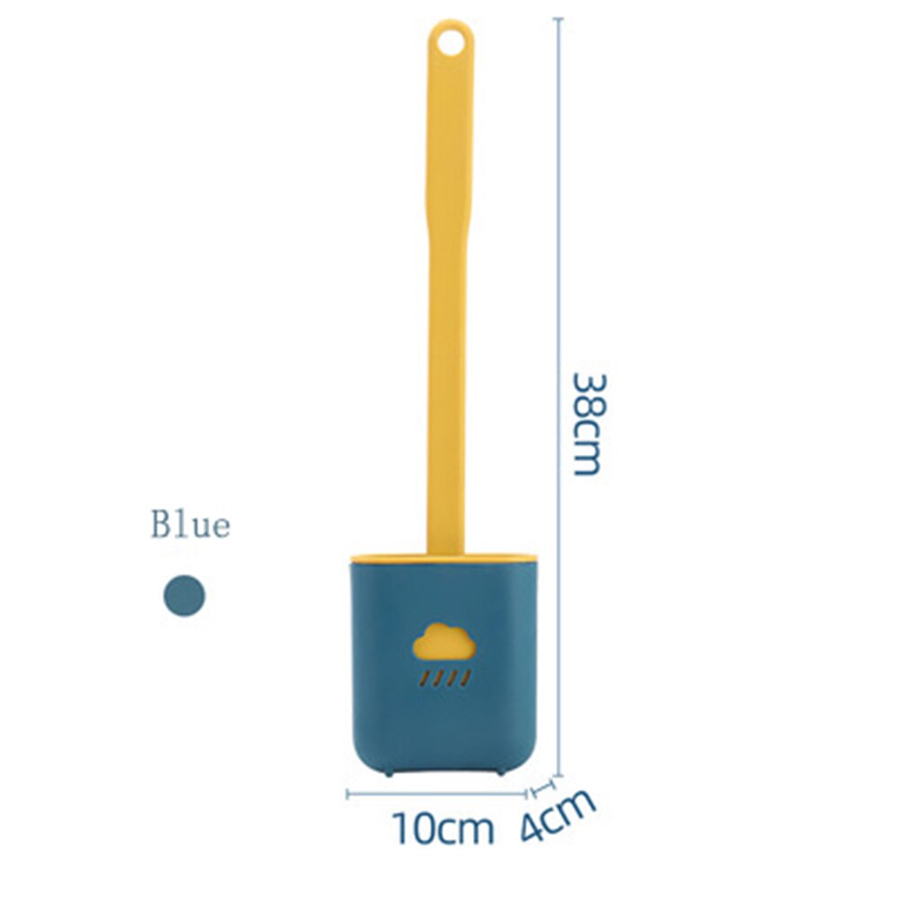 Brosse de toilette en Silicone pour WC, Flexible, poils en caoutchouc souples, pour salle de bain, nettoyage mural: Blue 1