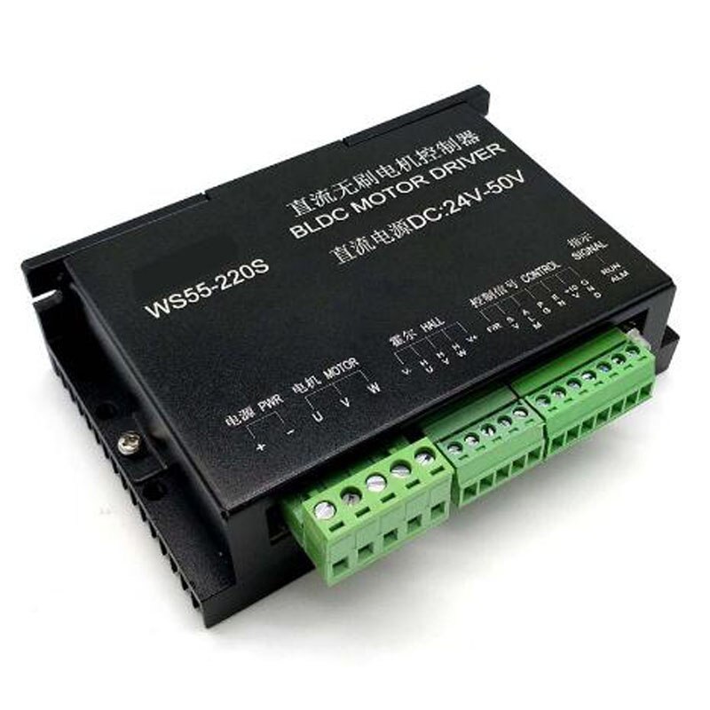 WS55-220S 3 Fase Borstelloze Dc Motor Driver Controller 24-50V 600W Cnc Spindel Bldc Motor Driver Controller