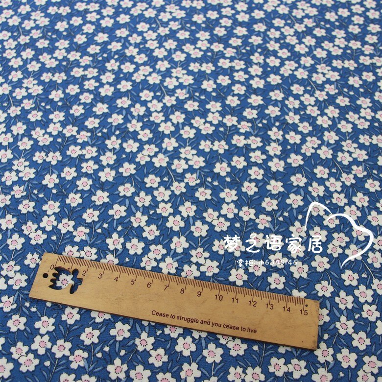 Syunss-tela de retales para colcha de bebé, tela de algodón de sarga con estampado de flores ldylico, para cojines, vestidos, telas para coser: blue floral / 160x50 CM