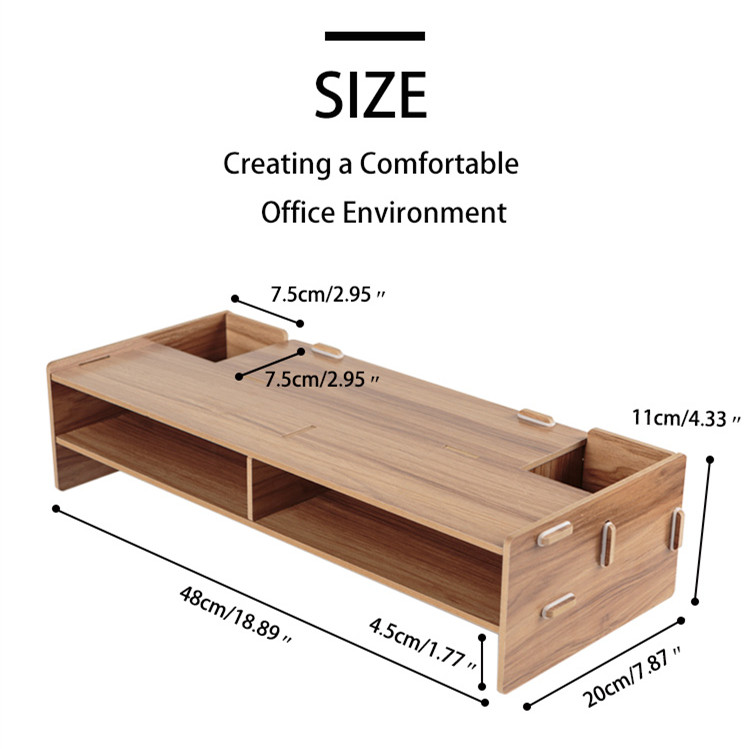 Multi-function Desktop Monitor Stand Computer Screen Riser Wood Shelf Plinth Strong Laptop Stand Desk Holder For Notebook TV